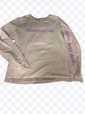 Vans Long Sleeve Tee - Pale Pink with Lavender Graphics